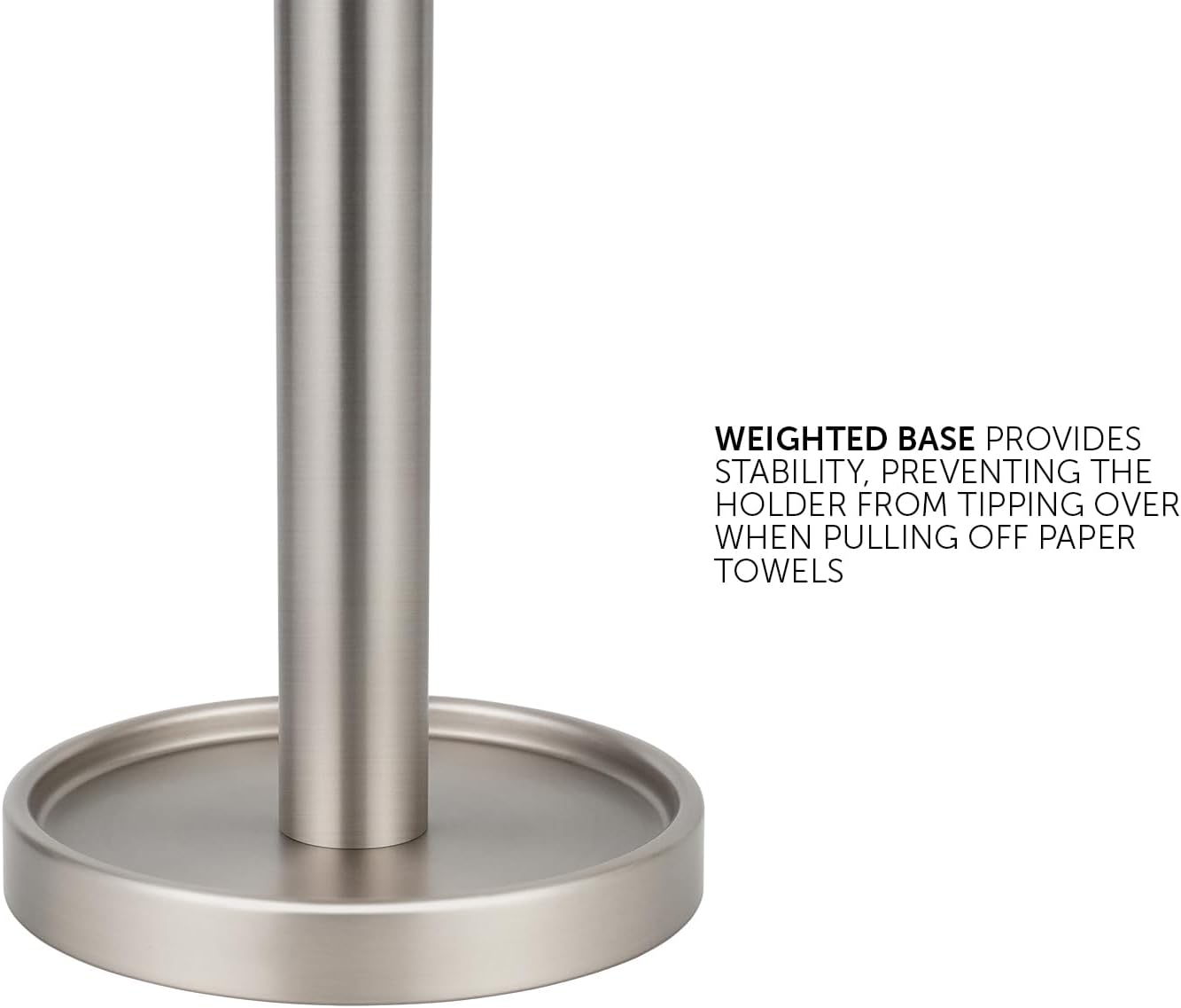 Paper Towel Roll Stand - Steady and Easy Tear - Fits All Paper Towel Rolls - Brushed Nickel