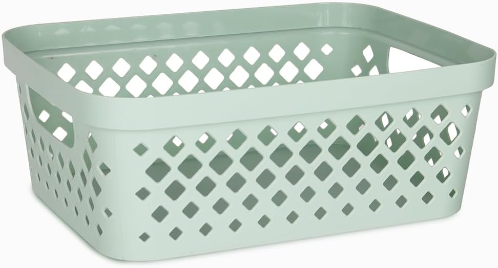 Plastic Storage Basket Set, Value Pack of 6 | Open Storage Bins for Shelves, Bathroom, Pantry