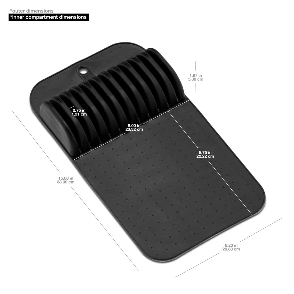 Large Knife Mat, Soft-Grip In Drawer Knife Organizer for 12 Knives