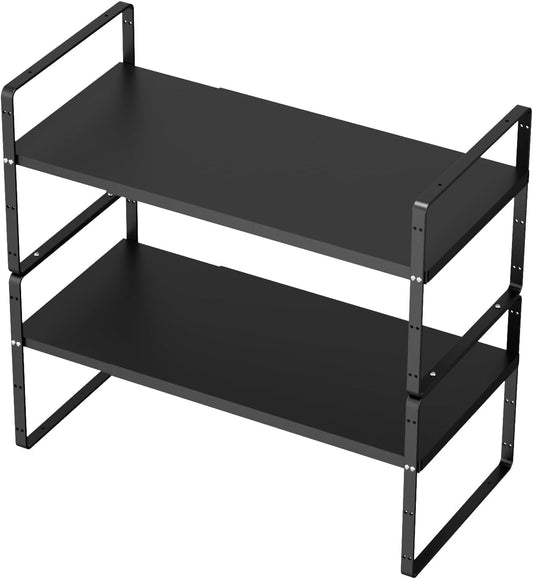 Expandable Kitchen Shelf Organizers,Adjustable Height Large Stackable Kitchen Cupboard Cabinet