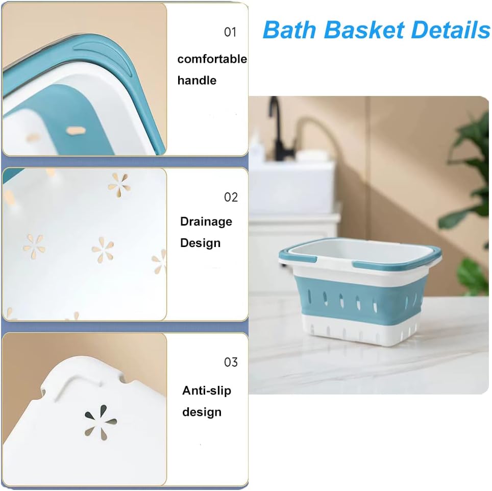 Plastic Caddy for Cleaning Supplies Products, Storage Collapsible Basket with Handles