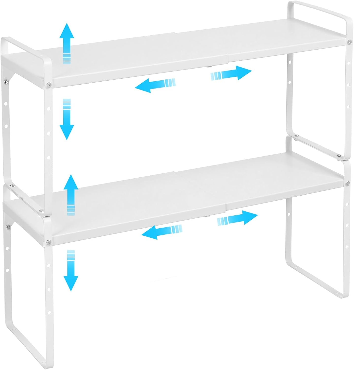 Set of 2 Expandable Cabinet Shelf Organizer, Stackable Kitchen Countertop Shelves Spice Racks