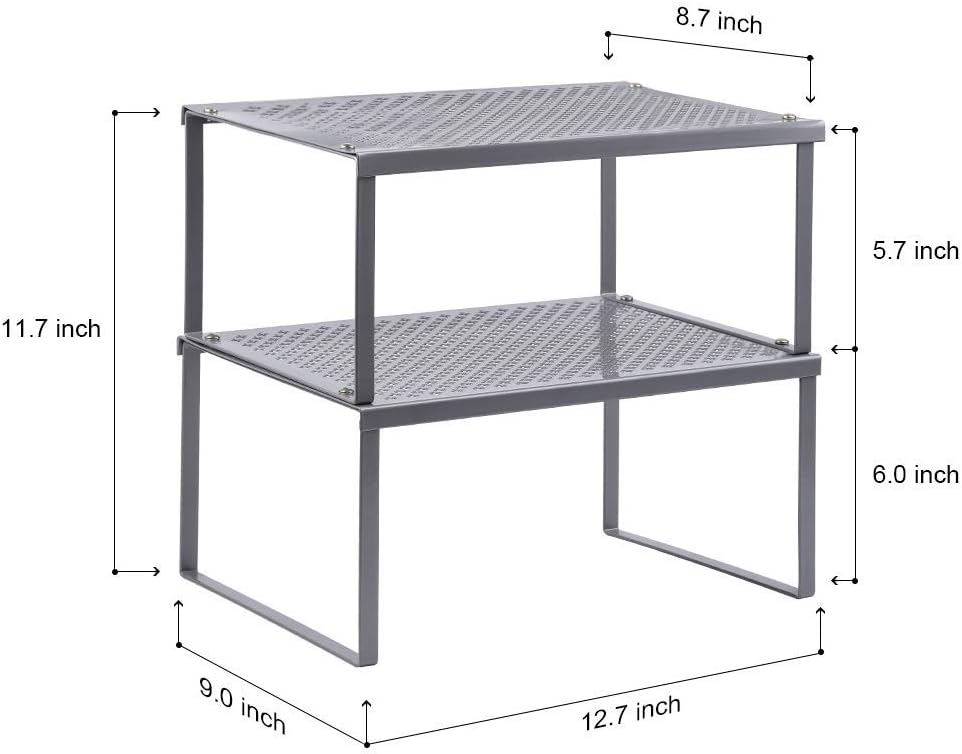 Kitchen Shelf Organizer for Counter Cupboard Pantry, Set of 2 Cabinet Shelf Organizer Spice Rack