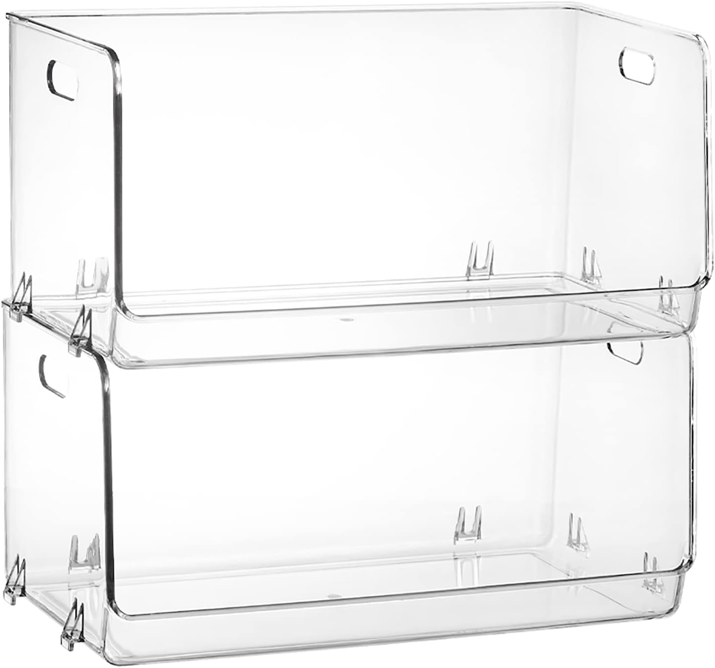 2 Pack Stackable Plastic Storage Bins Open Front