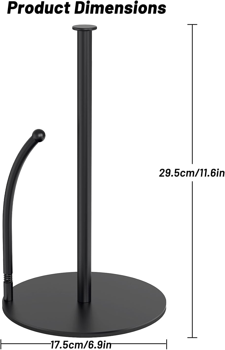 Paper Towel Holder Countertop with Spring Arm, EVA Non-Slip Base