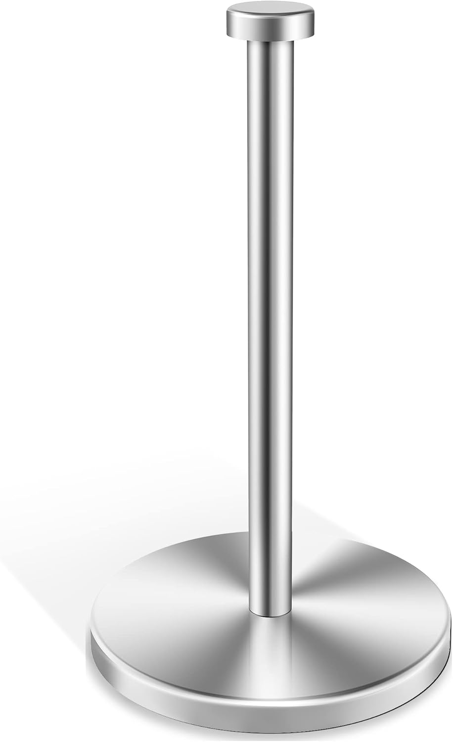 Paper Towel Holder Countertop, Stainless Steel Paper Towel Holder Stand with Weighted Base Suction Cups, Standing Paper Towel Roll Holder for Kitchen Bathroom (Silver)