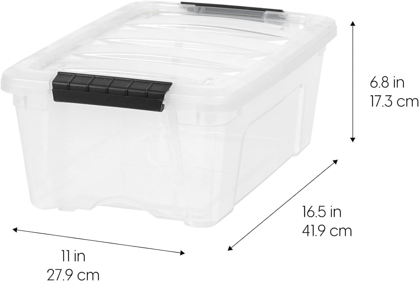 13 QT Plastic Storage Box with Lid and Latches - 6 Pack - BPA-Free