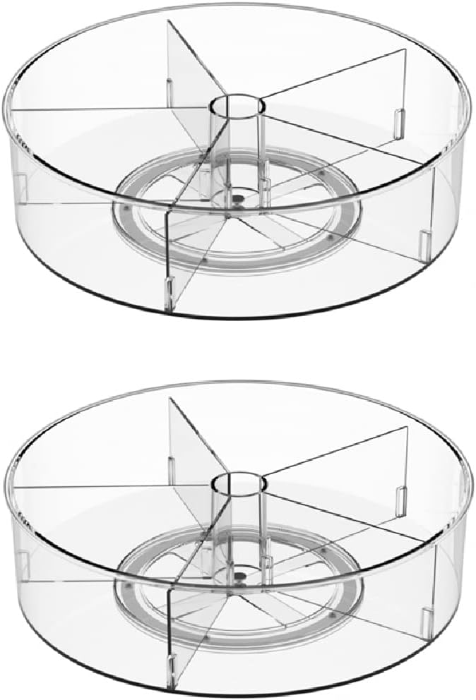 Lazy Susan Plastic Turntable Divided Spinner for Kitchen Cabinet, Pantry, Fridge, Cupboard
