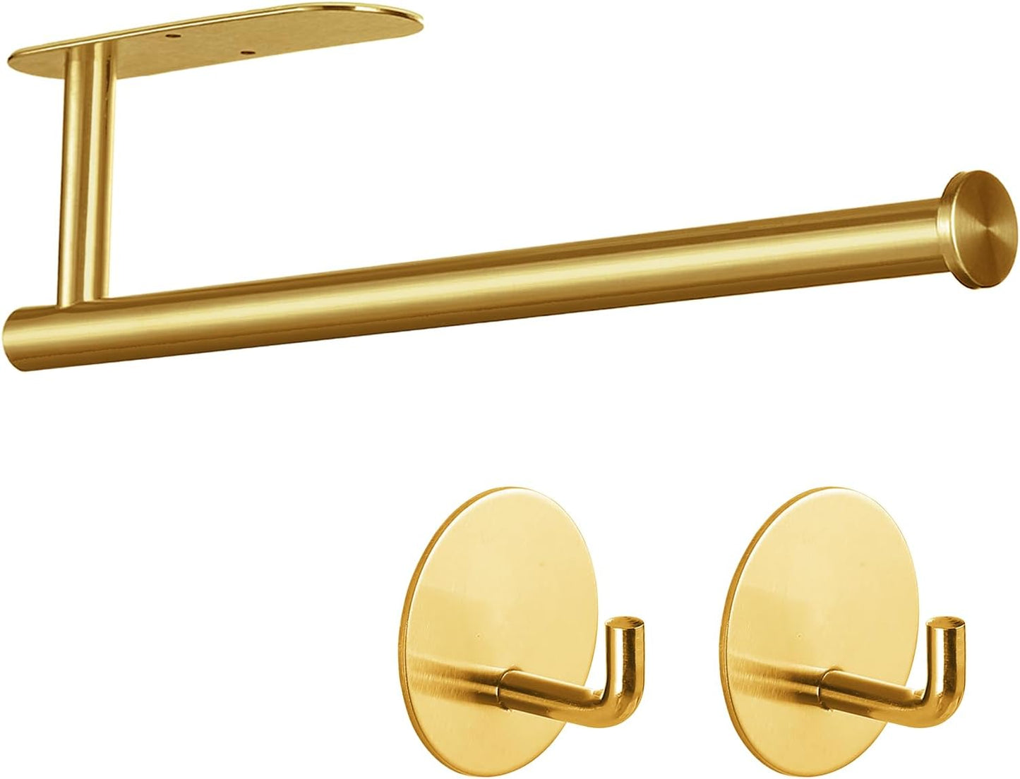 Paper Towel Holder with 2 Hooks-Under Cabinet Paper Towel Holder for Kitchen