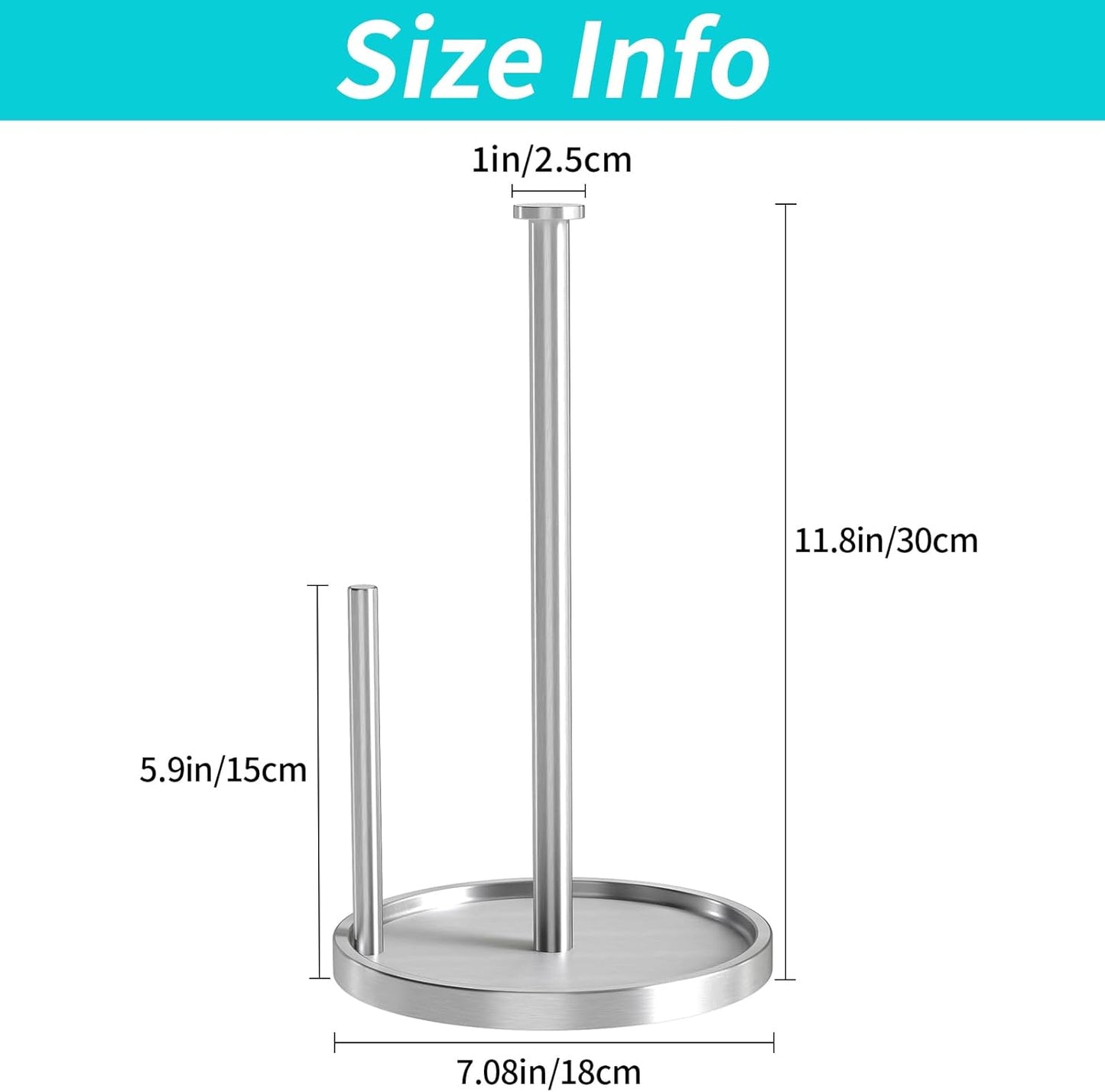 Paper Towel Holder Countertop, Standing Paper Roll Holder with Anti Slip Weighted Base