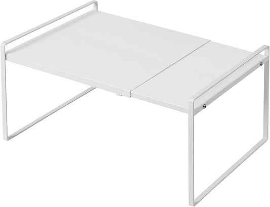 Expandable Cabinet Shelf Organizer Riser for Kitchen Pantry Cupboard Under Sink Countertop Home Storage Organization Rack Space Saver Freestanding Heavy Duty Nonslip Stackable White X Large