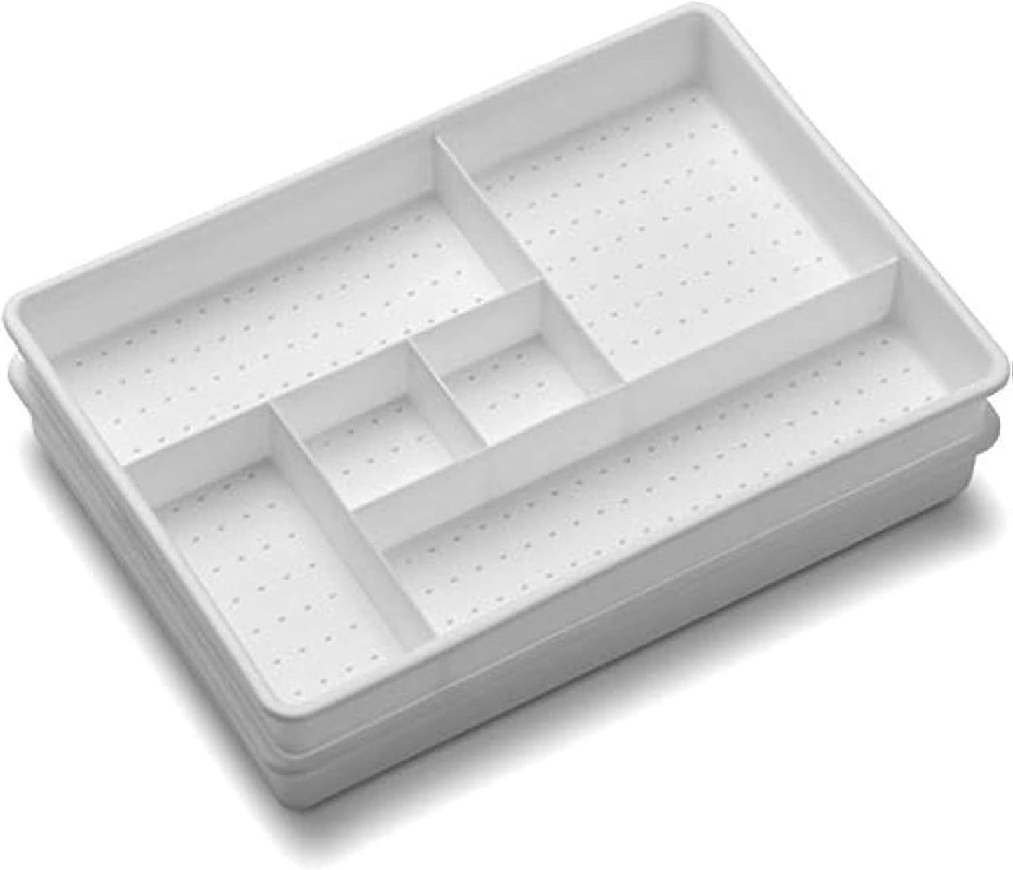 Set of 2 Plastic 6-Compartment Drawer Organizer Gadget Trays