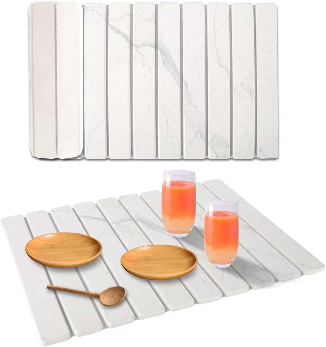 Stone Dish Drying Mat for Kitchen Counter, 24''×15'' Dishes Drying Matt Kitchen Counter