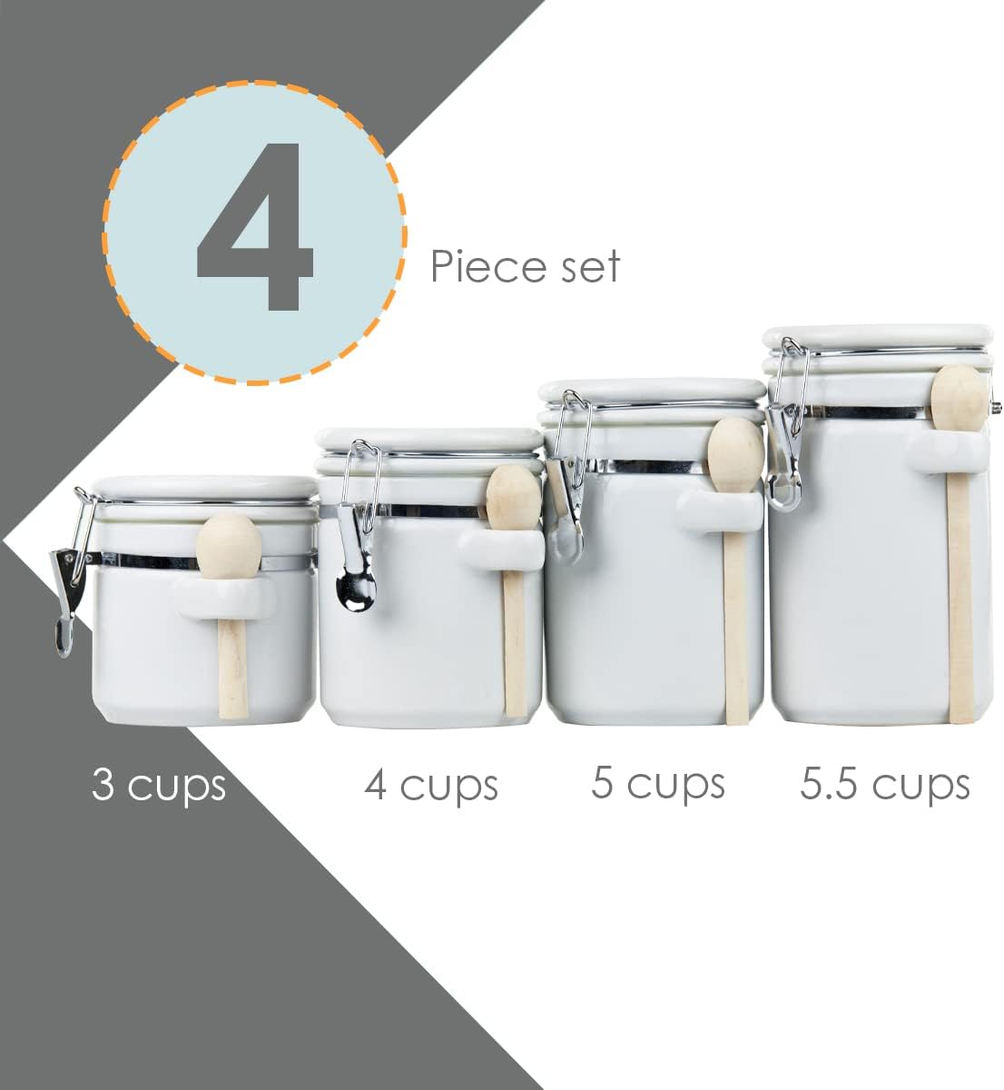 Canister Sets For The Kitchen (4 Piece Set) White