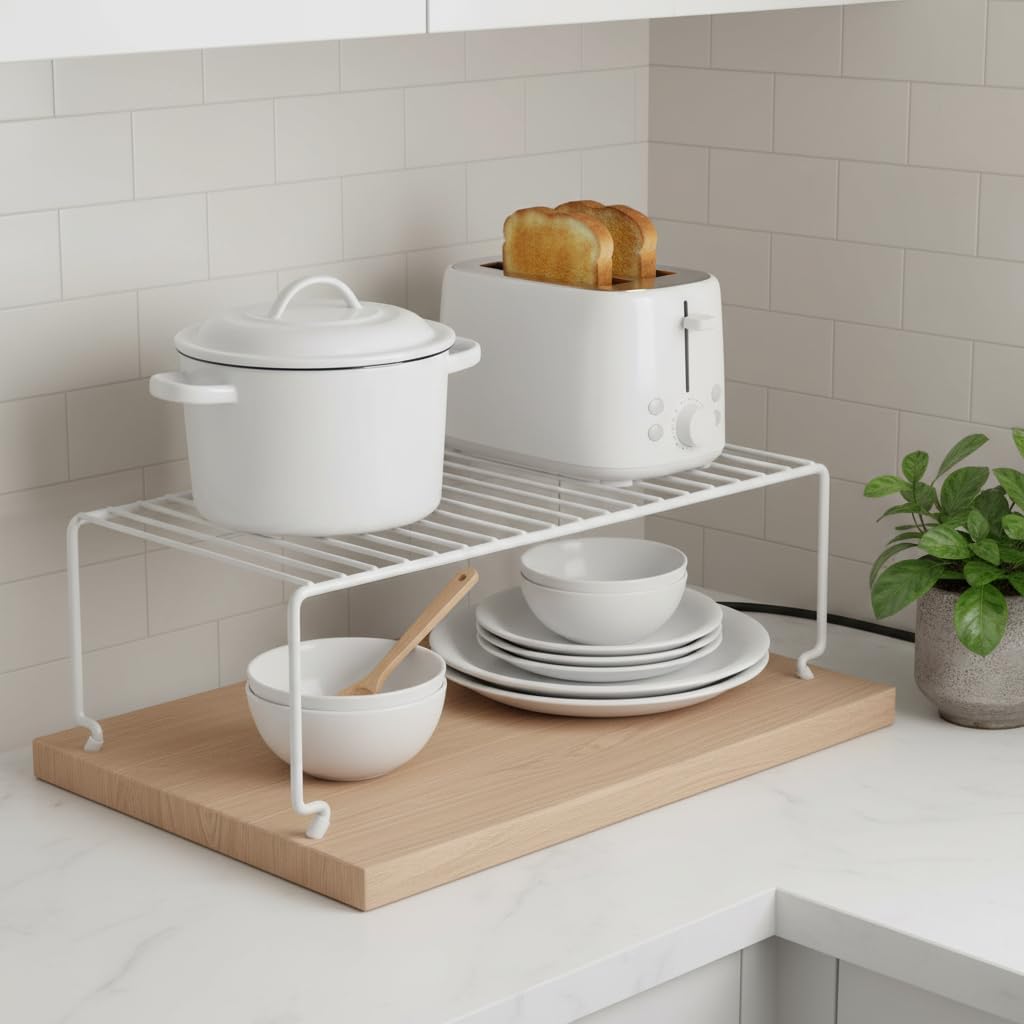 4-piece Kitchen Cabinet Storage Rack - Large Stackable Wire Rack for Pantry