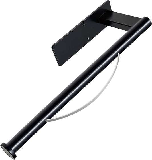 Paper Towel Holder Under Cabinet, Single Hand Operable Tearing Off Paper Towels with Damping Effect, Both Available in Adhesive and Screws, Stainless Steel (Black)