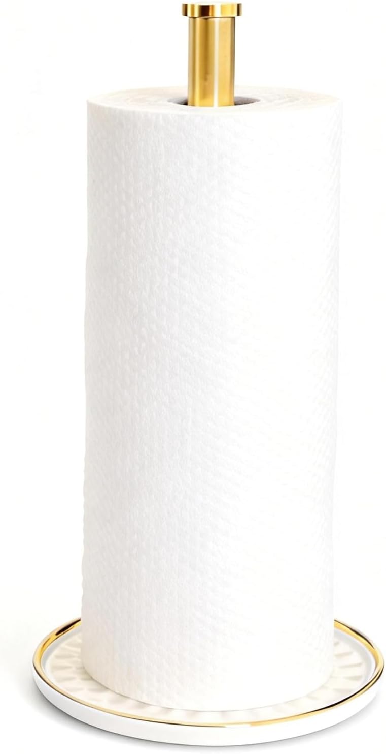 Paper Towel Holder Countertop,Kitchen Paper Towels Holder with Weighted Ceramic Base