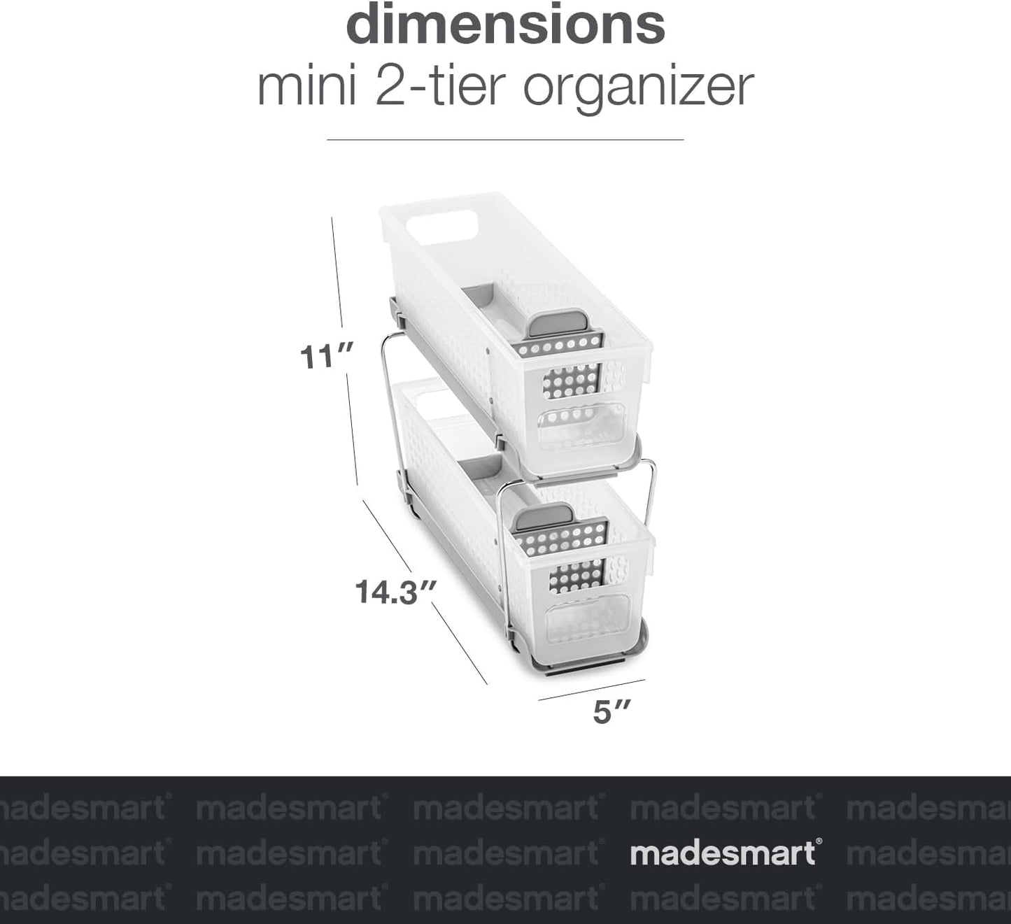 2-Tier Plastic Mini Multipurpose Organizer with Divided Slide-Out Storage Bins