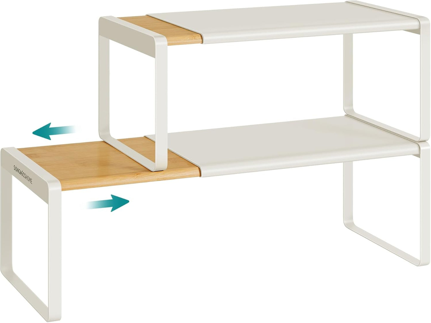 Spice Racks, Expandable Cupboard Shelf Orgnizers, Kitchen Counter Shelves, Bamboo and Metal