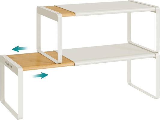 Spice Racks, Expandable Cupboard Shelf Orgnizers, Kitchen Counter Shelves, Bamboo and Metal