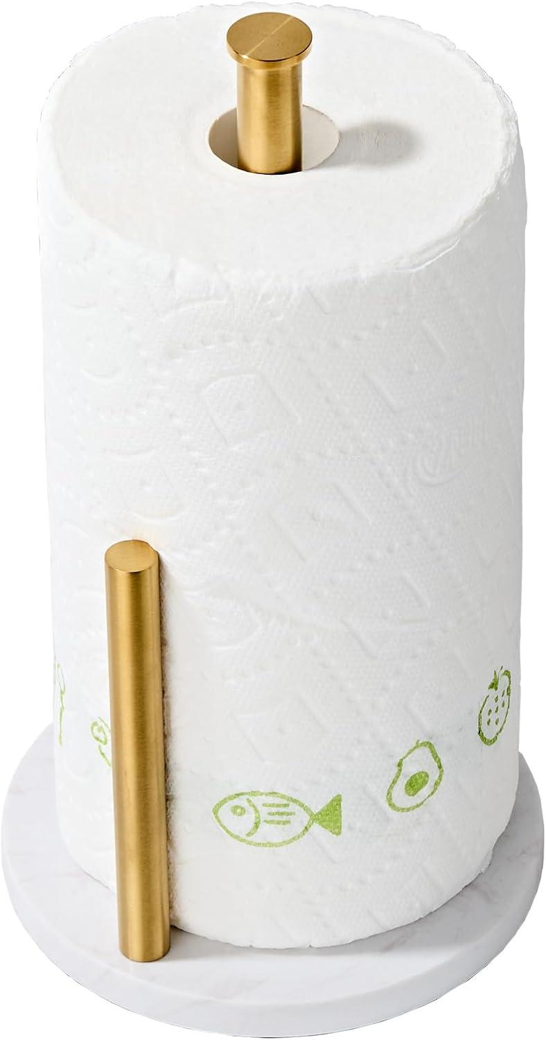 Brushed Gold Paper Towel Holder,Stainless Steel Paper Towel Holder for Kitchen Roll Organize