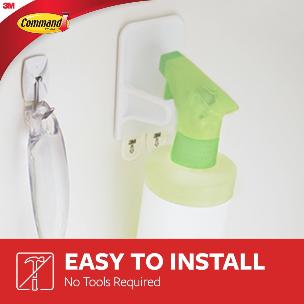 Spray Bottle Hangers, Holds up to 32 fl oz, 2 Hangers with 4 Strips