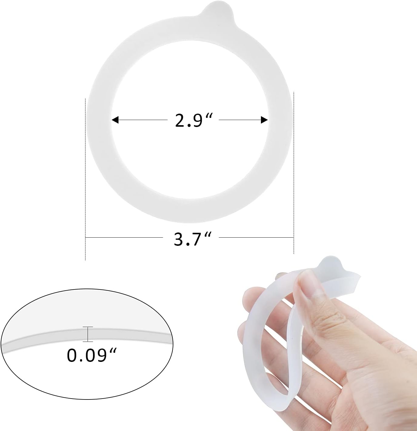 12 Pieces Rubber Seals Rings for Glass Jars, Airtight Silicone Replacement Gasket