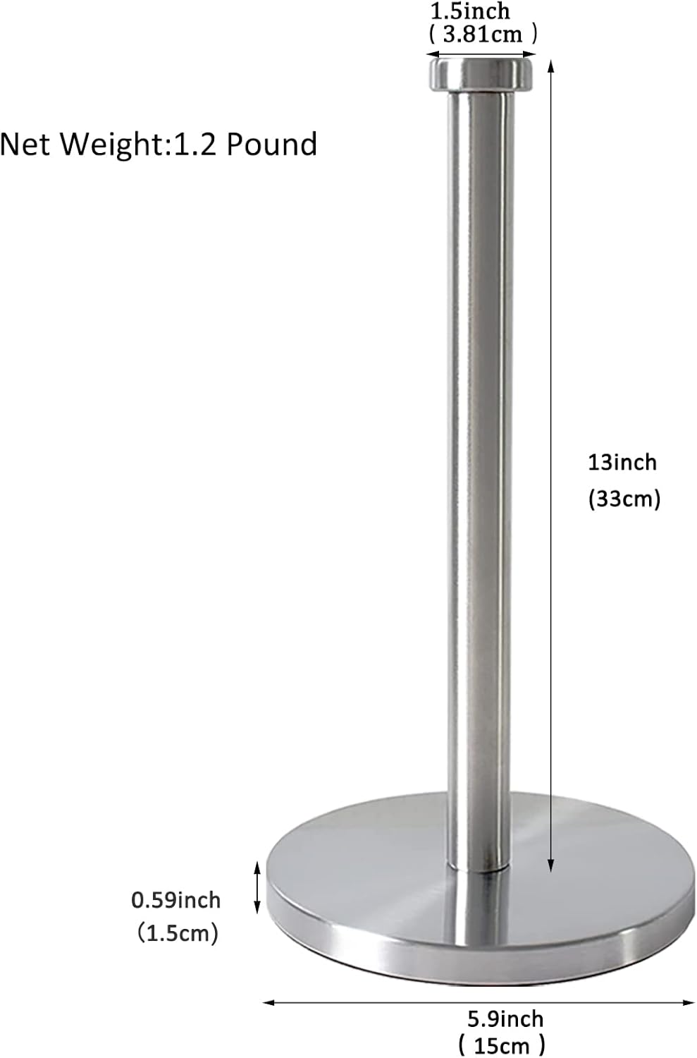 Silver Standing Paper Towel Holder for Kitchen& Bathroom Countertop,Under Counter, Table Or BBQ