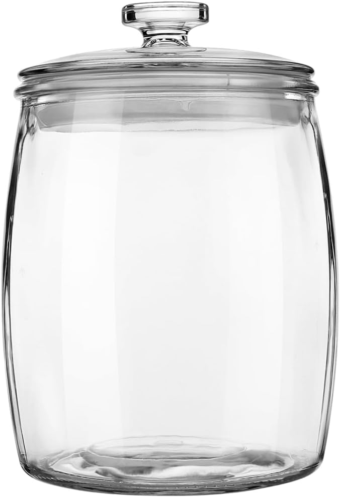 Wide Mouth Apothecary Jar with Lid, 0.5 Gallon Glass Jar for Kitchen Storage and Laundry Room Organization, 72 oz Clear Glass Container for Cookie, Candy, Sugar, Flour, Nuts