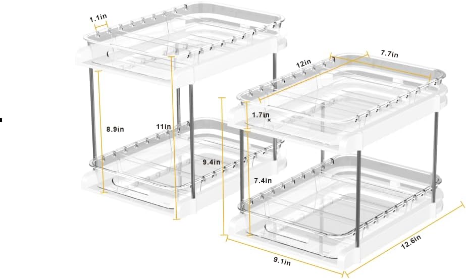 2-Tier Pull Out Under Sink Organizers for Kitchen, Bathroom, Pantry