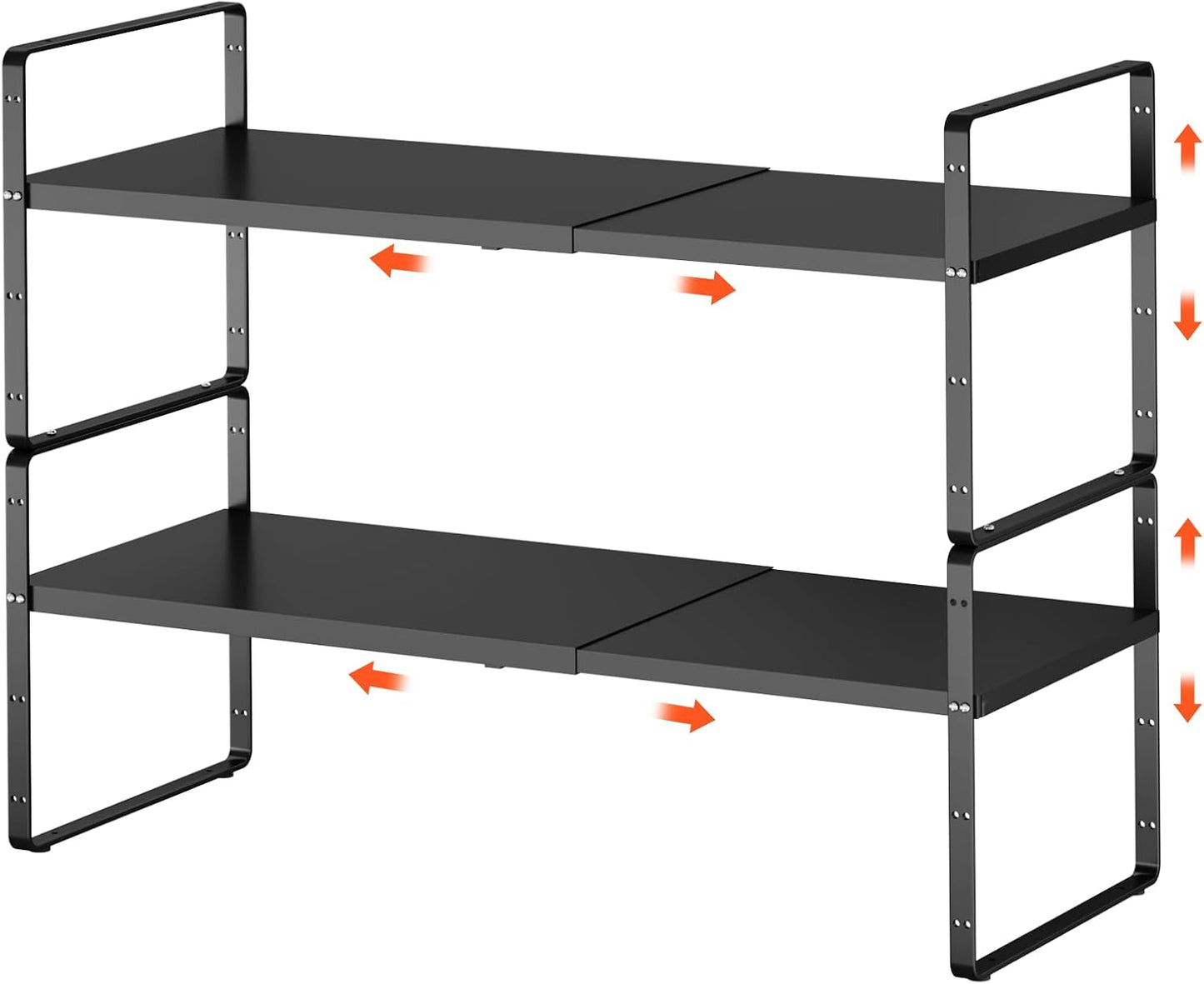 2Pack 16.5-27’’L Expandable Kitchen Shelf Organizer, Stackable Shelves Organizer