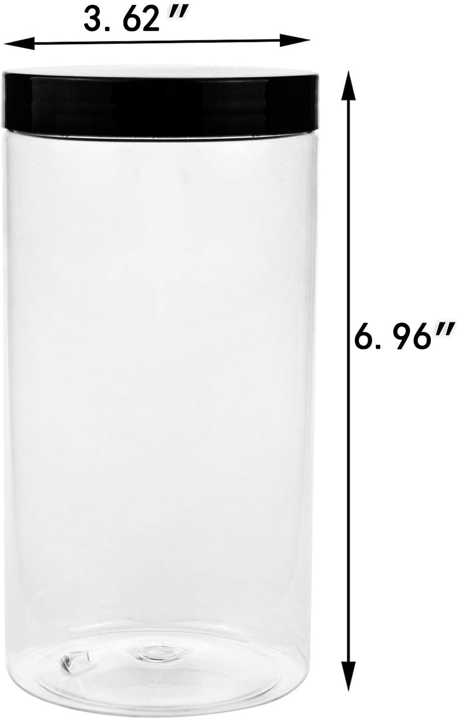 8 Pack 34 oz Clear Plastic Jars with Black Lids