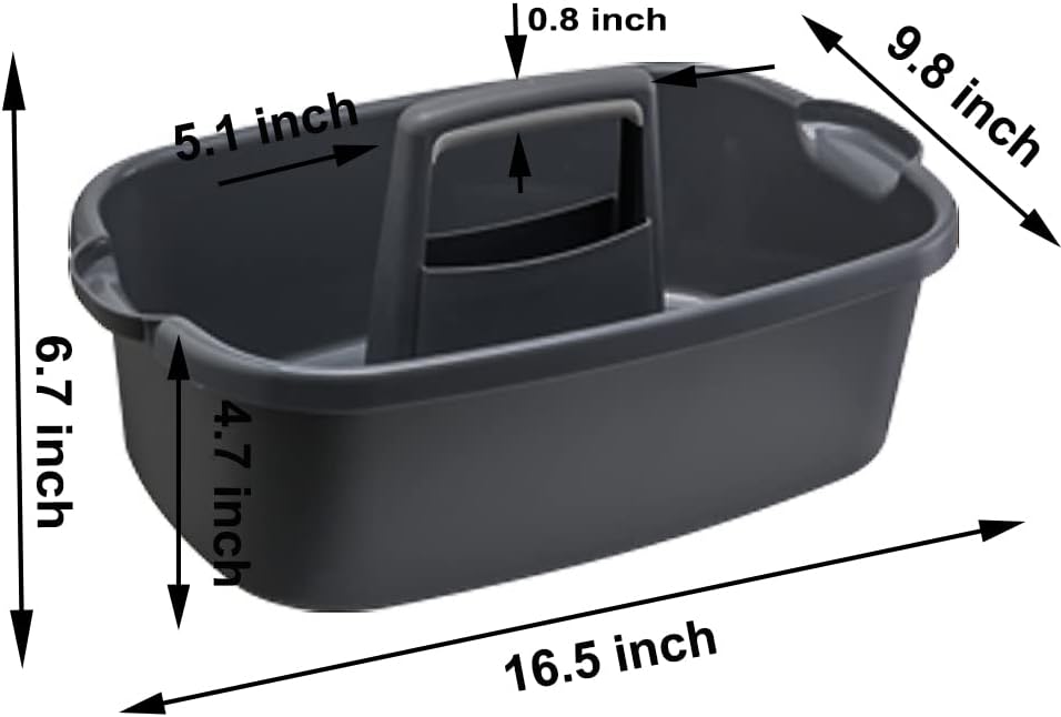 Large Plastic Cleaning Supply Caddy with Handle, Portable Cleaning Tool Storage Tote for Dorm