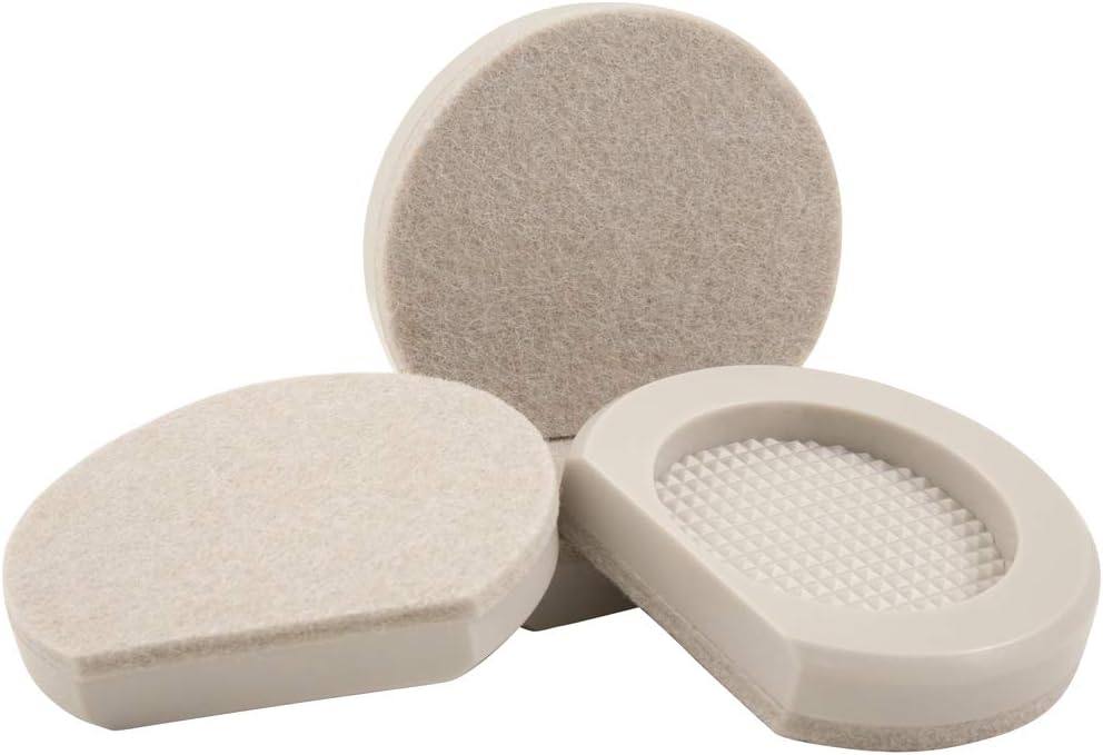 Super Sliders 3" Cupped Reusable Felt Furniture and Appliance Sliders for Hard Surfaces, Anti-Slip Protective Furniture Moving Pads for Beds, Sofas, Dressers, Set of 4, Beige