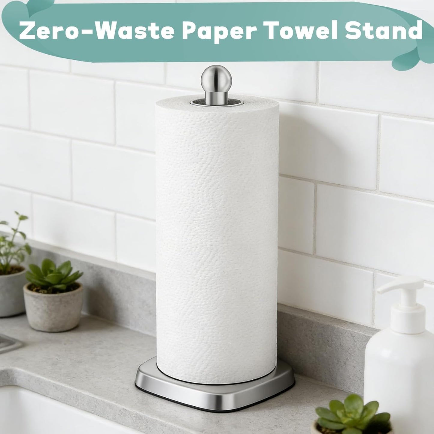 Secure Grip Paper Towel Holder Countertop, Easy to Tear with One-Hand
