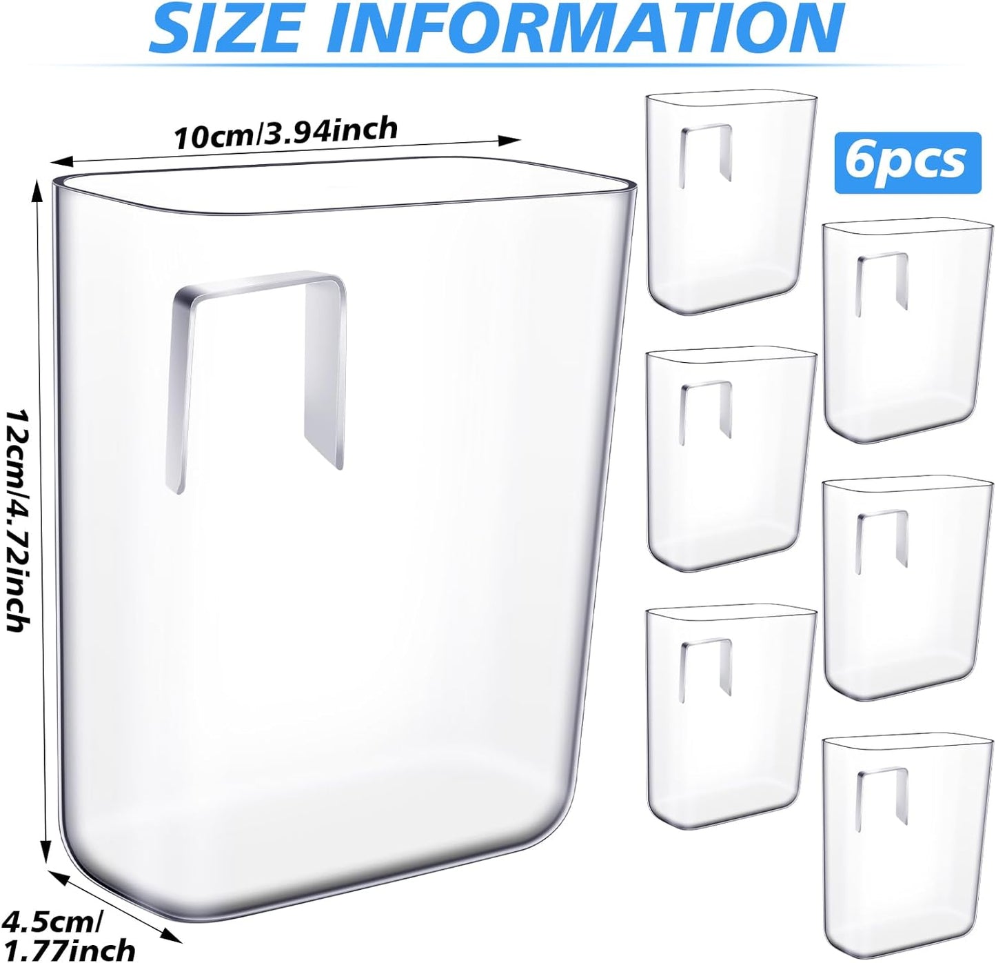6 Pack Wall Mount Organizer Acrylic File Holder Adhesive Cabinet Door Organizer Wall Mounted Storage Box for Office Kitchen Bathroom Bedroom Garage Craft Room Collection(Small)