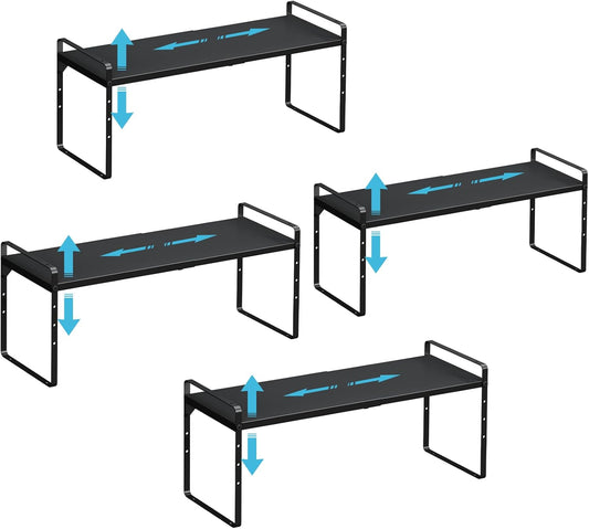 15.5 to 25.5 Inch Kitchen Cabinet Shelf Organizers, Adjustable Kitchen Counter Shelf Organizer