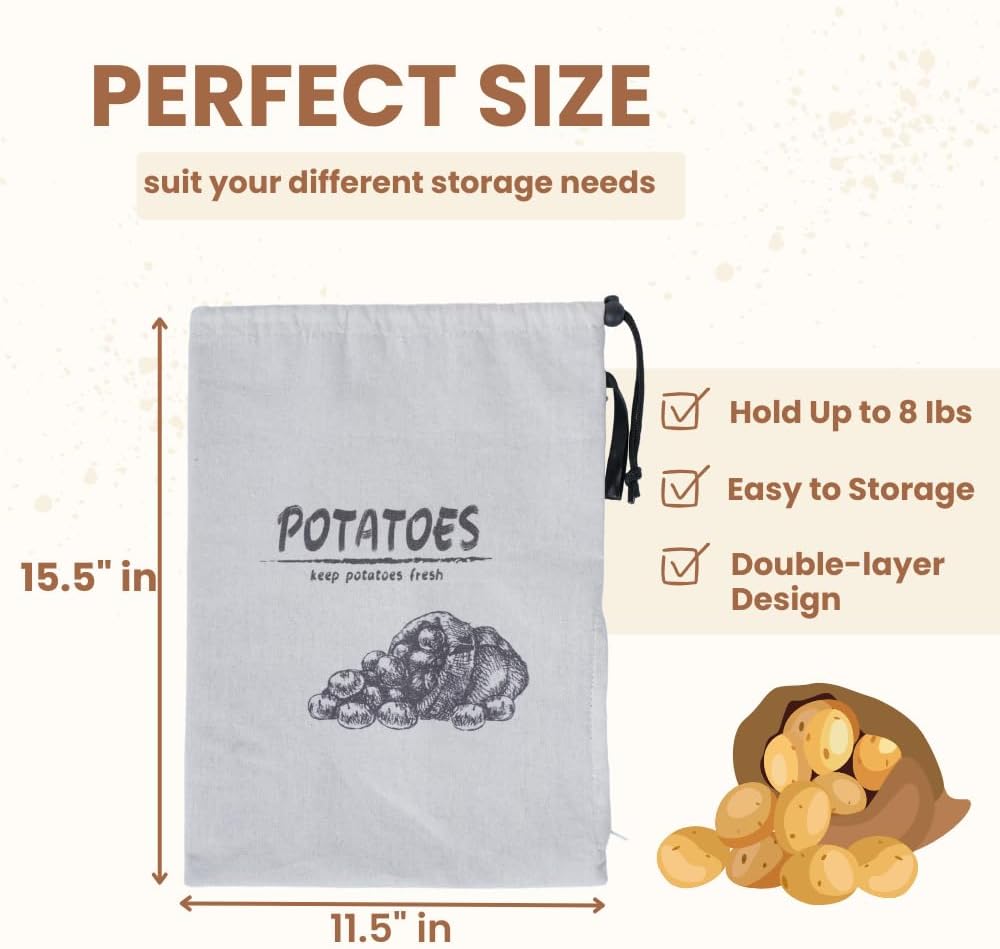 Potato Onion Storage Bag, Reusable Potato and Onion Storage Bag for Pantry