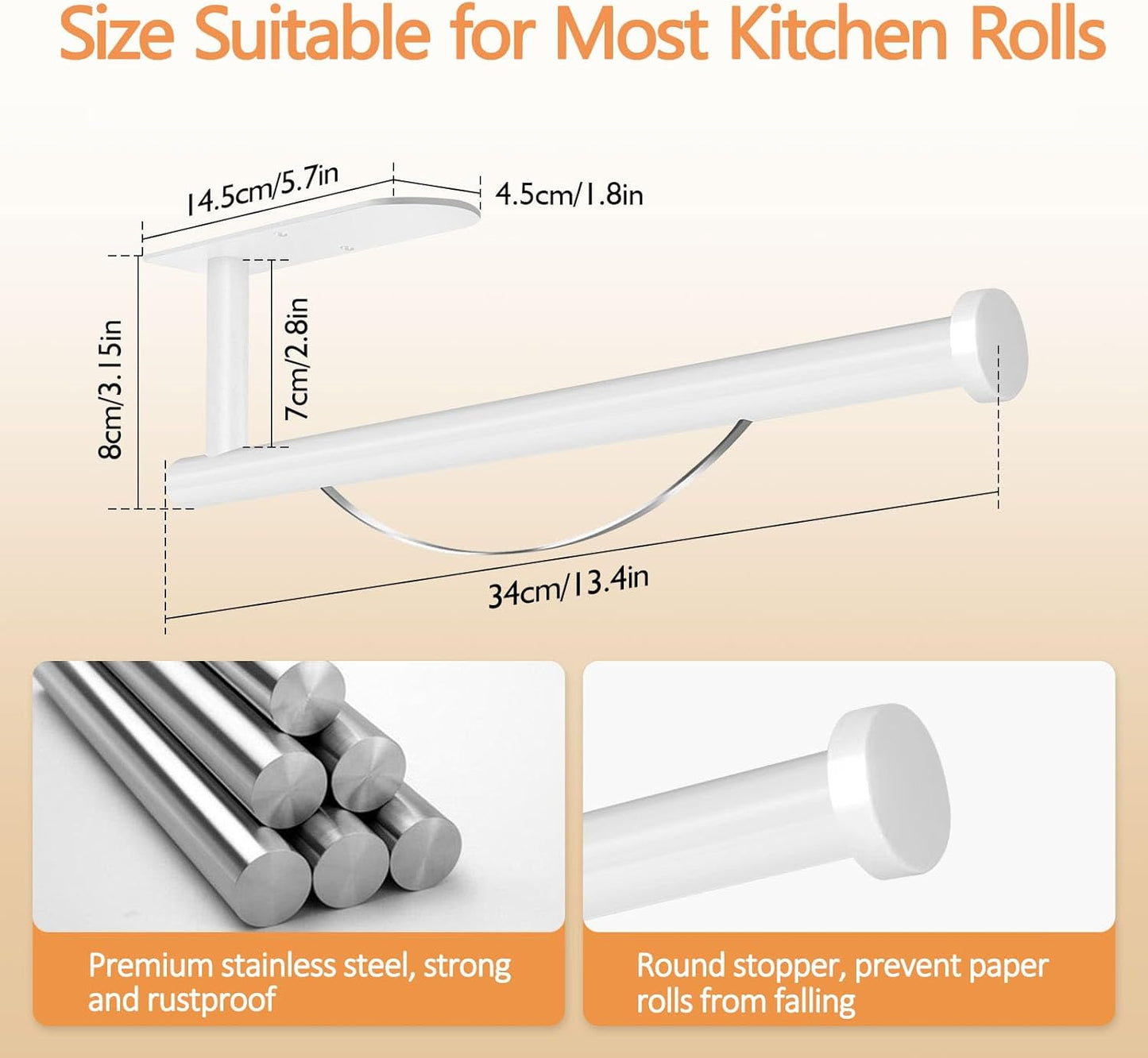 Paper Towel Holder with Damping Effect, Single Hand Operable Paper Towel Holder Under Cabinet