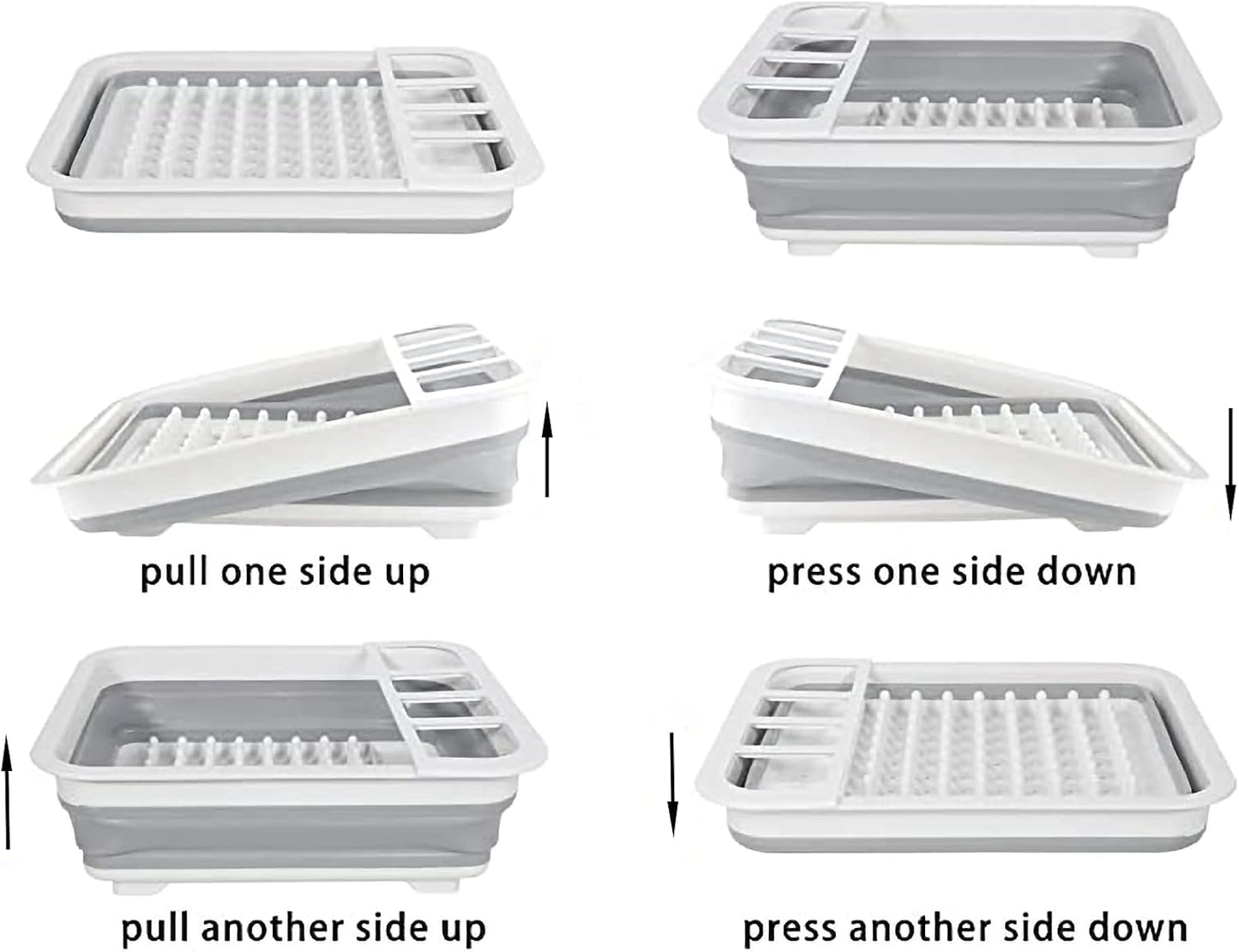 Camper must haves dish drying rack Collapsible Dish Drying Rack Portable Dinnerware Drainer Organizer for Kitchen RV Campers Travel Trailers Space Saving Kitchen Storage Rack Tray (with Drainboard)