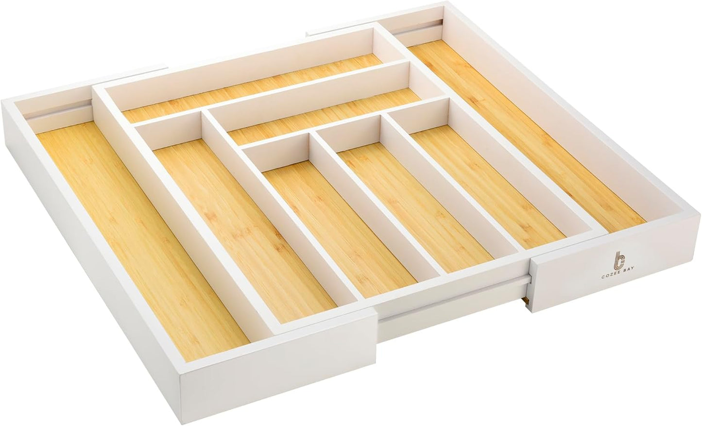 Bamboo drawer organizer, utensil holder, silverware organizer