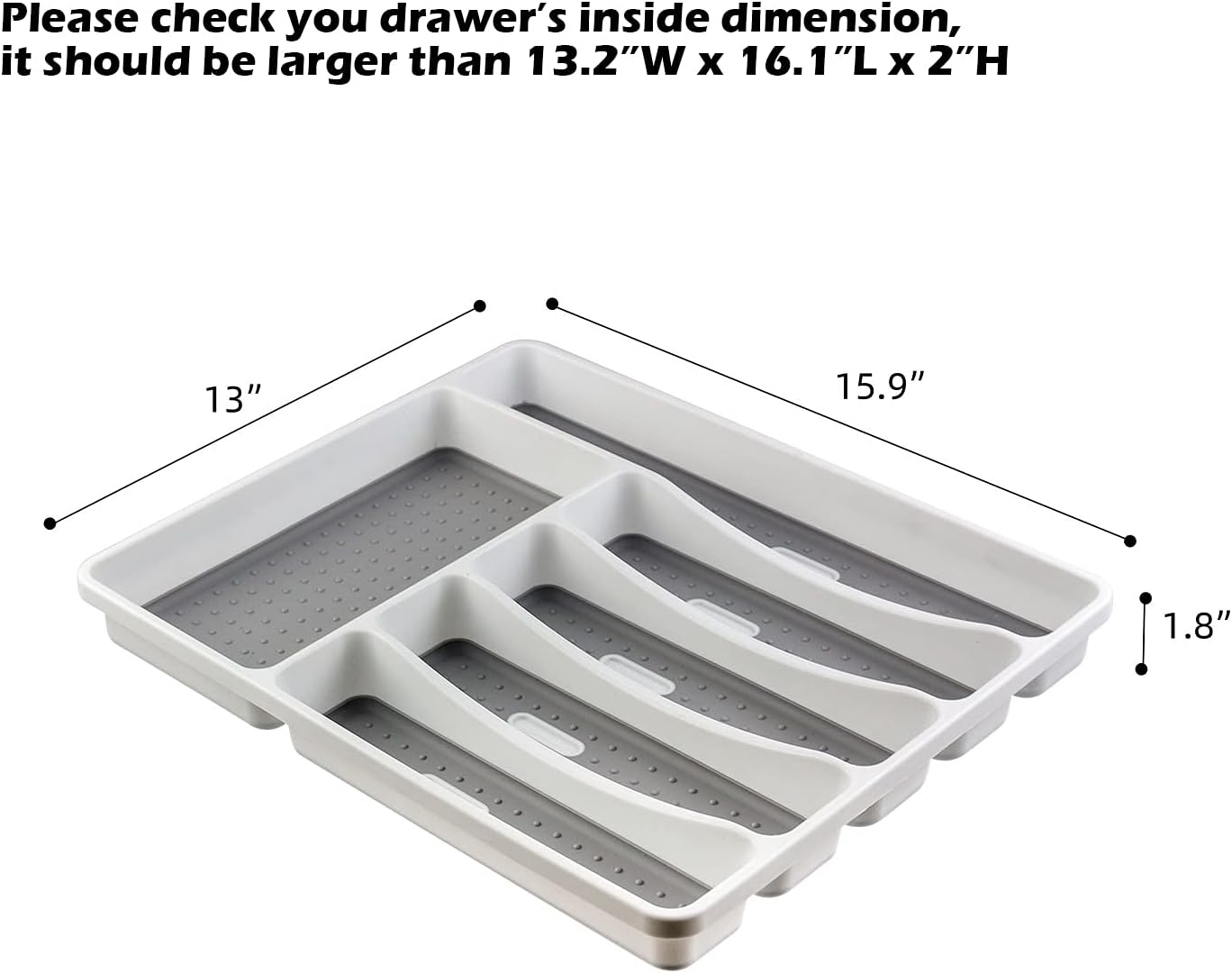 Silverware Organizer Tray for Drawer, 6 Compartment Kitchen Drawer Organizer