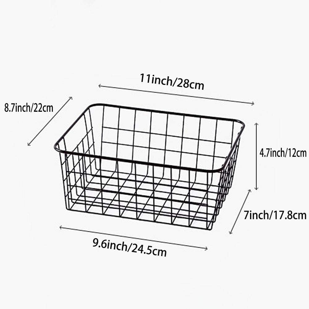 Wire Storage Baskets,Metal Wire Food Storage Organizer Bin Basket with Handles for Kitchen Cabinets, Pantry, Bathroom, Closets, Garage,Black 4 Pack