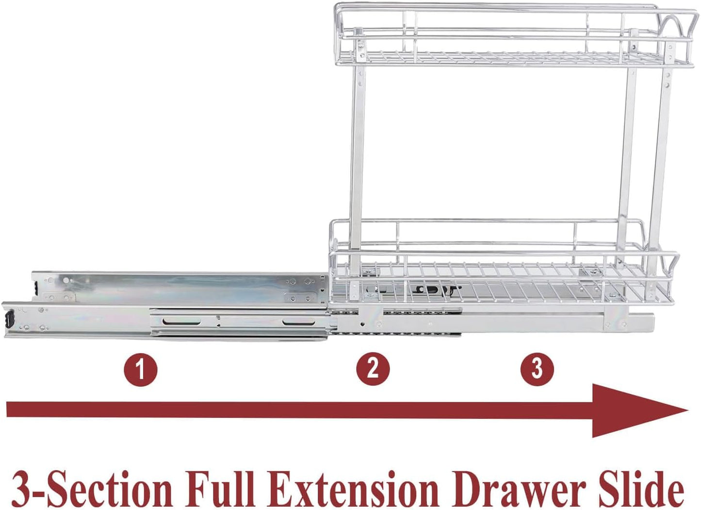 Slide Out Cabinet Organizer for Narrow Cabinet (9" W X 17" D)