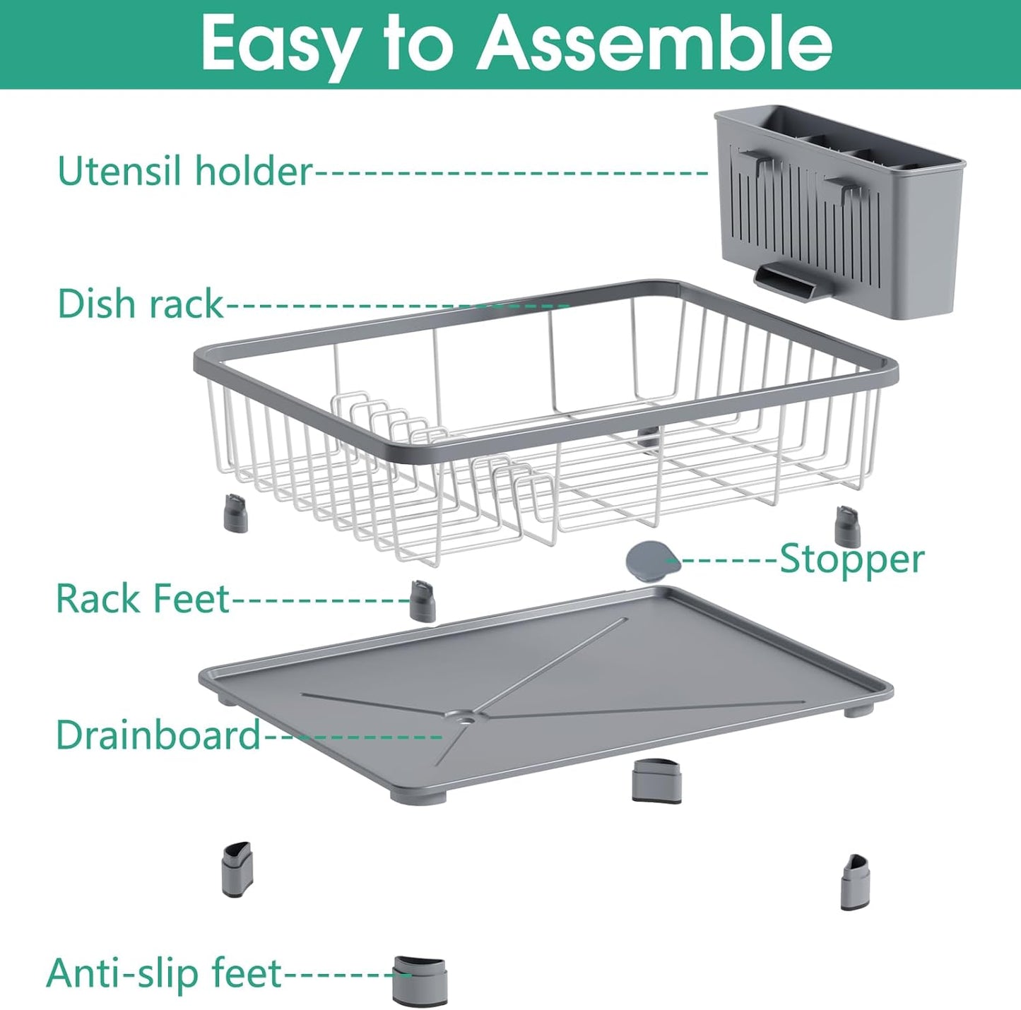 Dish Drying Rack - Space-Saving Dish Rack,Dish Racks for Kitchen Counter with Drainboard