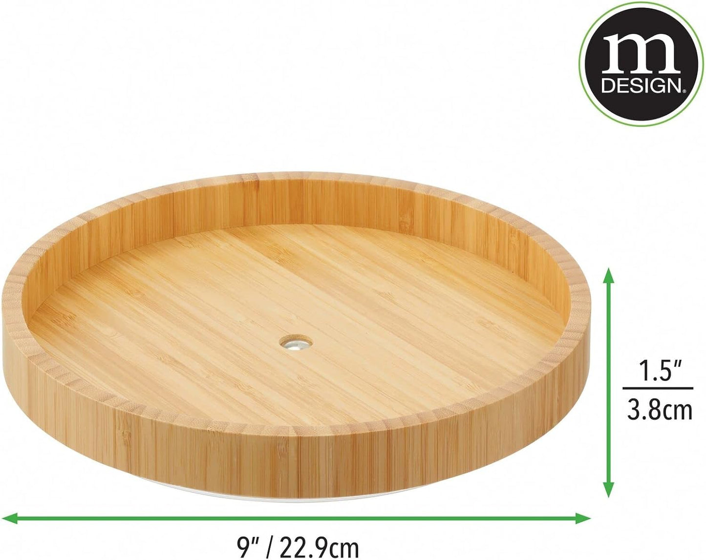 Bamboo Lazy Susan Turntable Food Storage Container for Cabinets, Pantry, Refrigerator, Countertops