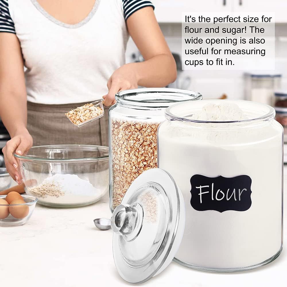 1.5 Gallon Glass Canister, 2 Pack Cookie Jar & Candy Jar with Airtight Lid