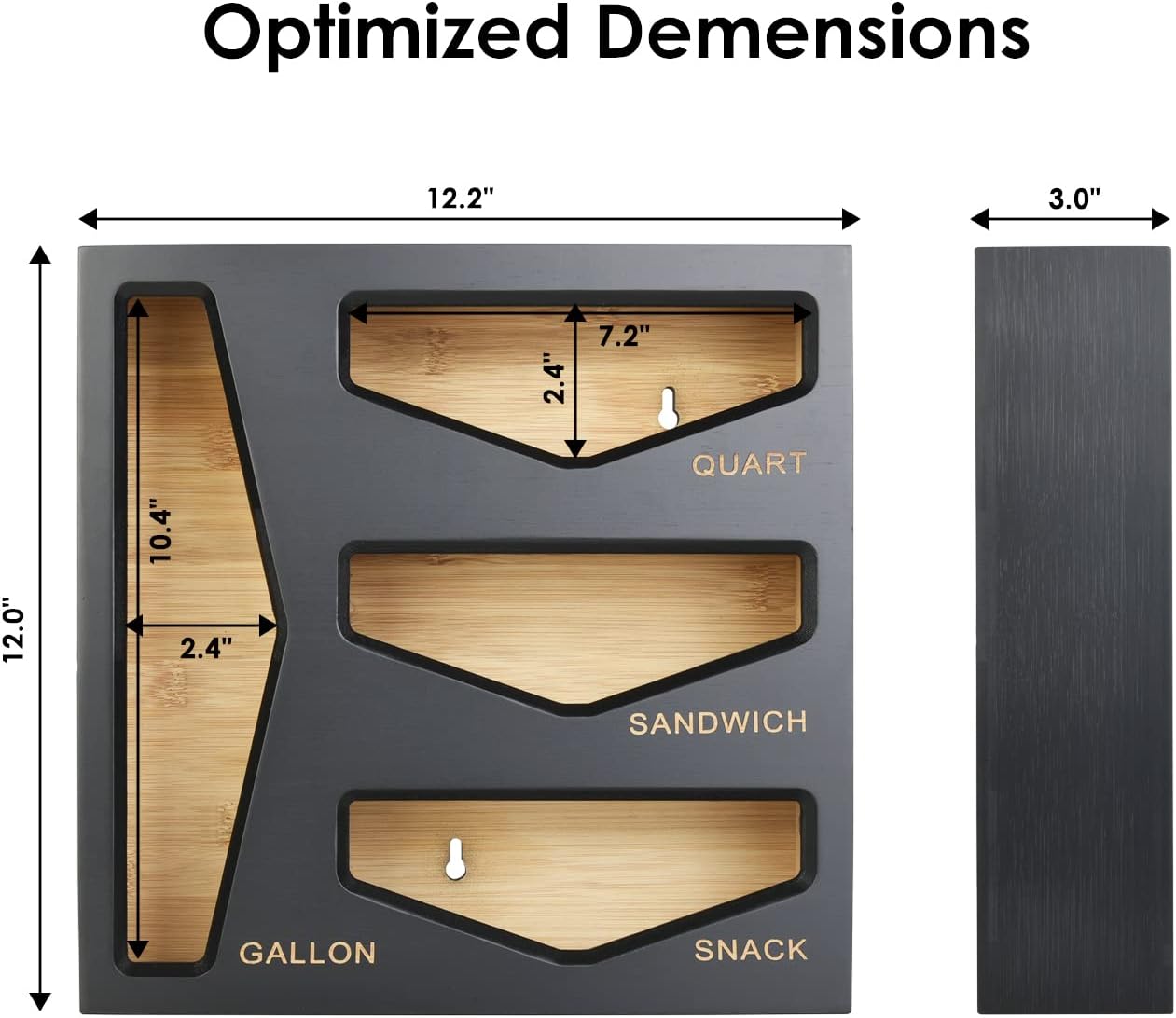 Bamboo Bag Storage Organizer for Kitchen Drawer, Baggie organizer, Compatible with Gallon, Quart