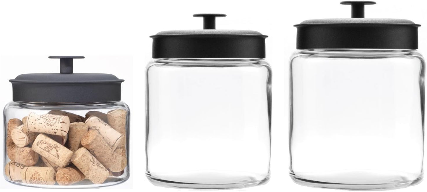 FBA_COMIN18JU056847 3-Piece Montana Jar Set, Multi (Set of 3), Black Metal