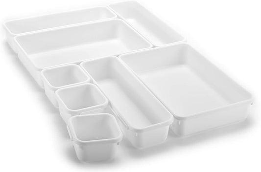 Interlocking Drawer Organizer Bins - Durable Plastic